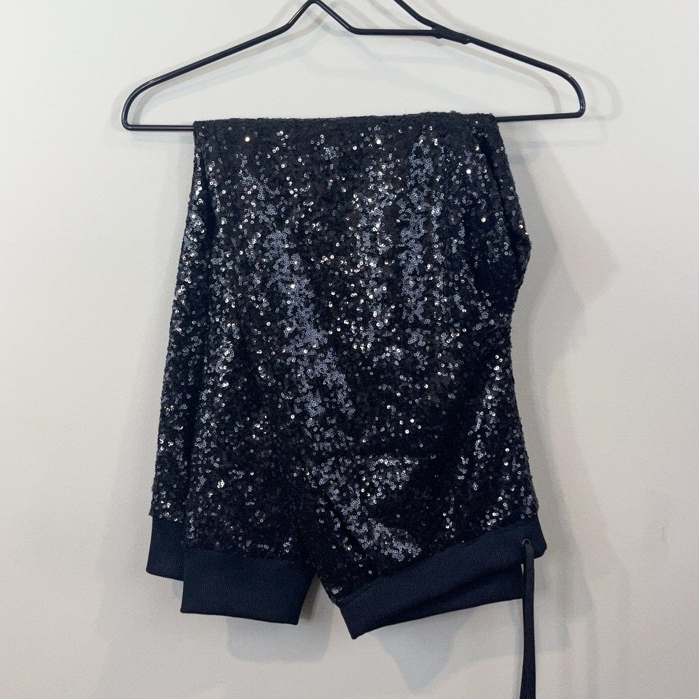 Black Sequence Jogger Pants, Size M